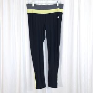 RBX Black Athletic Leggings Womens Large Cropped Zip Pocket Stretch Activewear